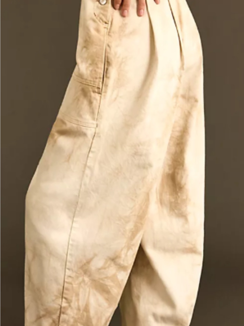 Free People Wide-Leg Cream-Tan Jumpsuit Dungarrie pants - Picture 3 of 3